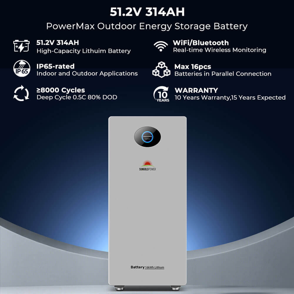PowerMax 51.2V 314AH Outdoor Energy Storage Battery UL1973 & UL9540A CEC Listed
