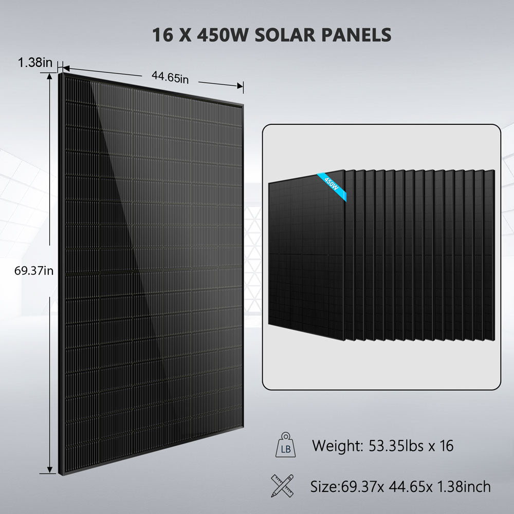 Hybrid Solar Kit 11.4KW 48V Split Phase 20.48KWH/51.2KWH Lithium Battery 450 Watt Solar Panel (Optional) SGH-11N2E/ SGH-11N5E