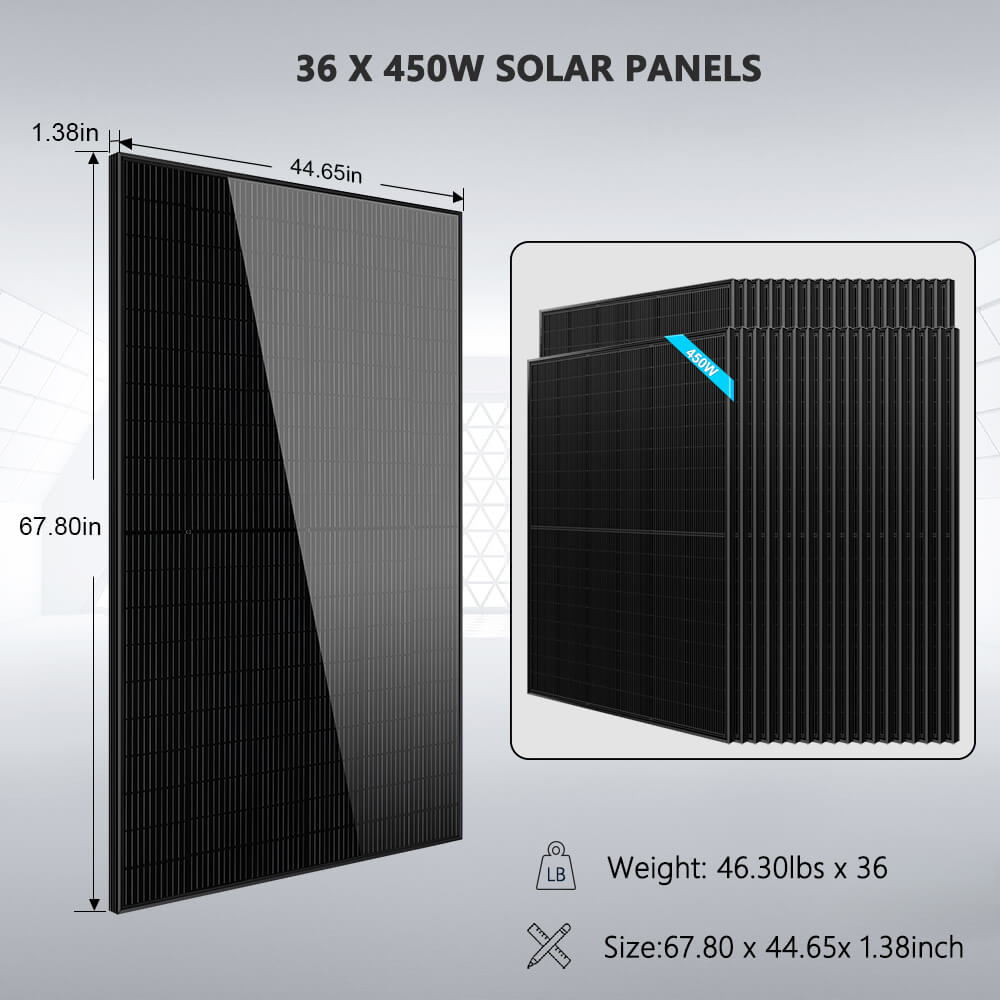 Hybrid Solar Kit 11.4KW 48V Split Phase 51.2 KWH Lithium Battery 36 X 450 Watt Solar Panel (Optional) SGH-11N5E