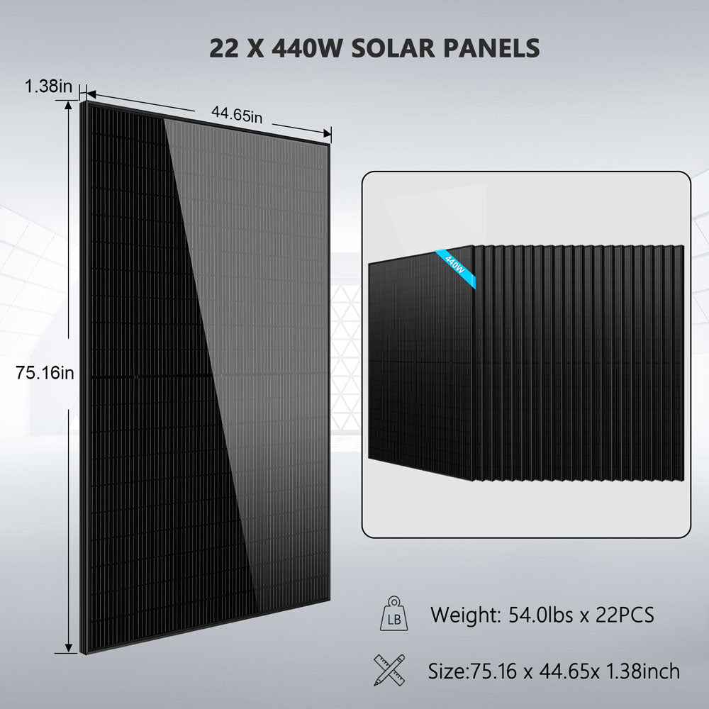 Off Grid Solar Kit 13000W 48VDC 120V/240KWH LiV LifePo4 25.6KWH Lithium Battery 22 X 450 Watts Solar Panels SGR-13K25E