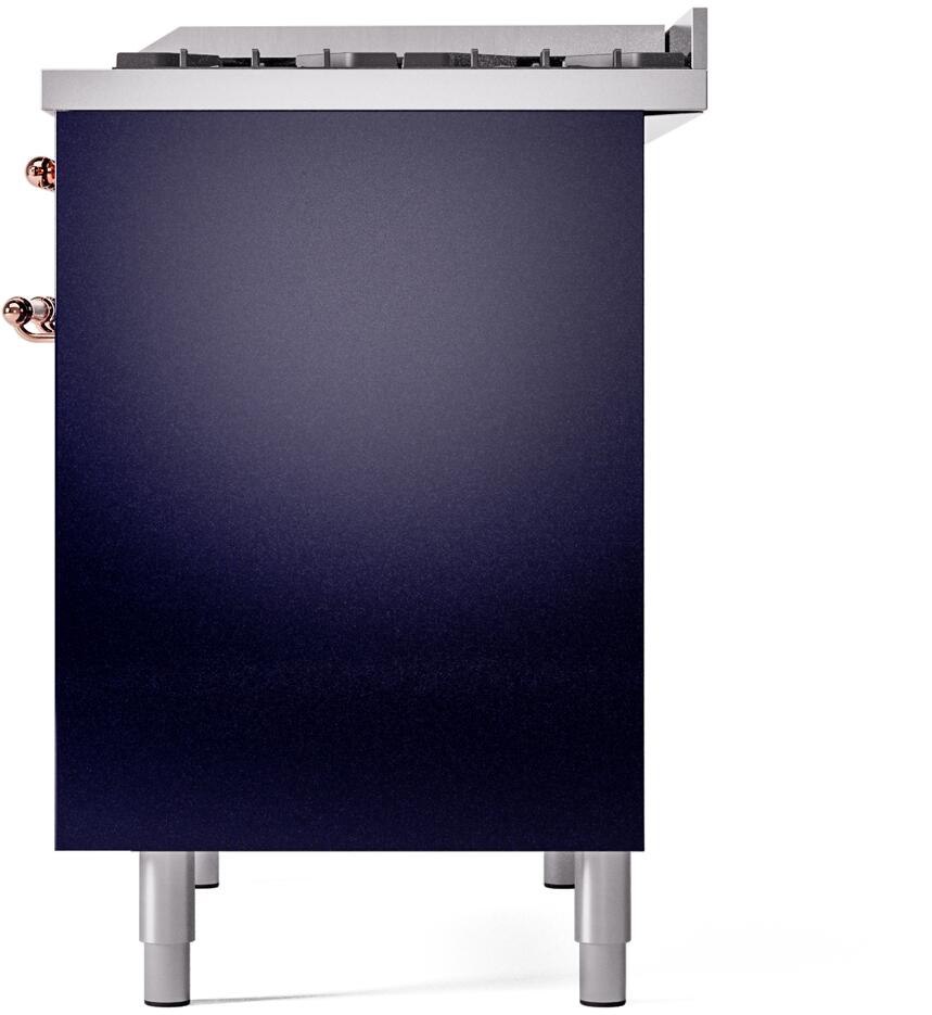 ILVE Nostalgie II 40-Inch Dual Fuel Freestanding Range in Midnight Blue with Copper Trim (UPD40FNMPMBPLP)