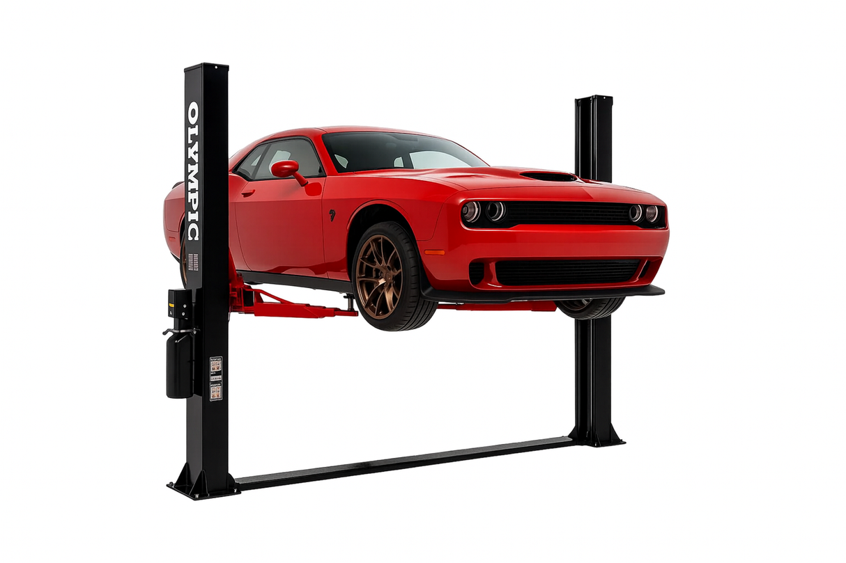 Olympic 2PBP-8 8,000-lb Base Plate 2-Post Lift - Symmetric Arms