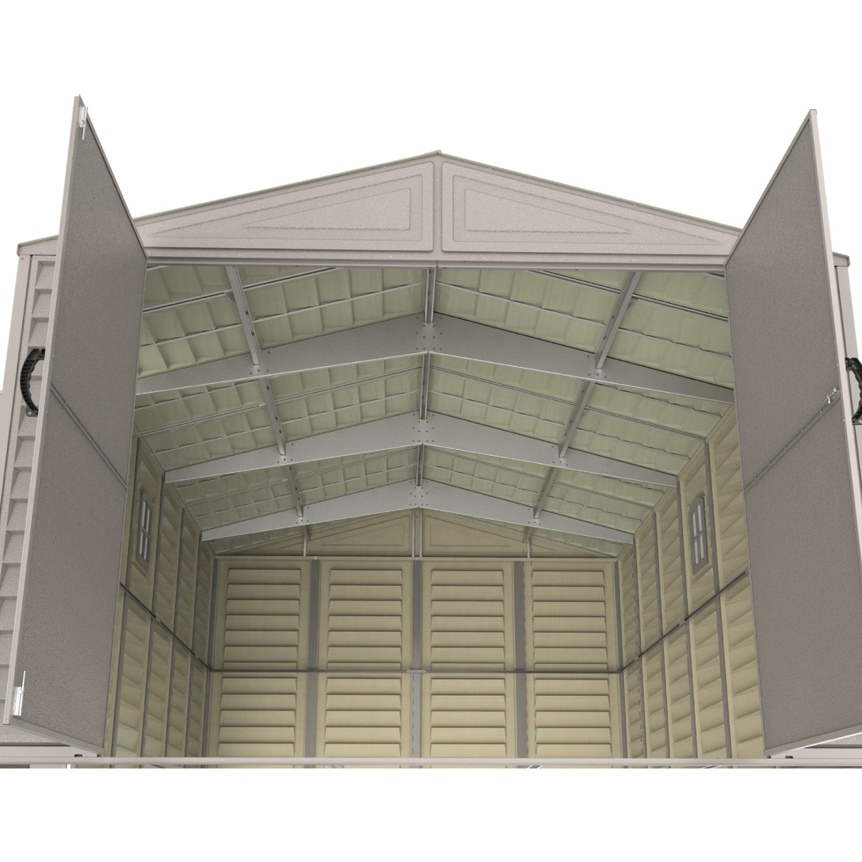 10.5×23 ft Vinyl Garage, Vinyl Storage Shed with Foundation, 2 Windows & Side Doors
