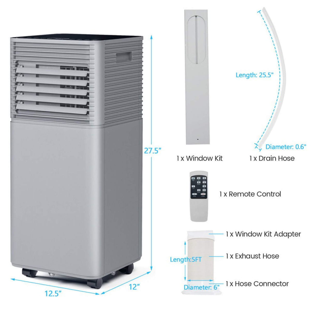 10K BTU Portable Room Air Conditioner Unit With Dehumidifier And Fan Mode (SAK30782)
