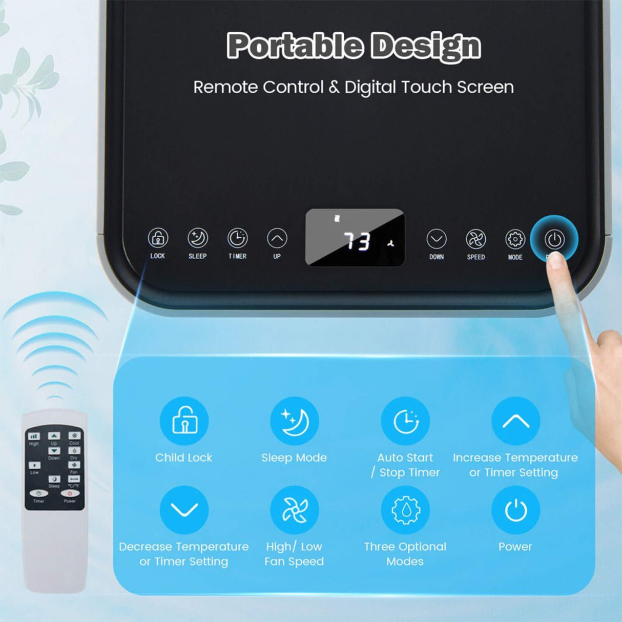 10K BTU Portable Room Air Conditioner Unit With Dehumidifier And Fan Mode (SAK30782)