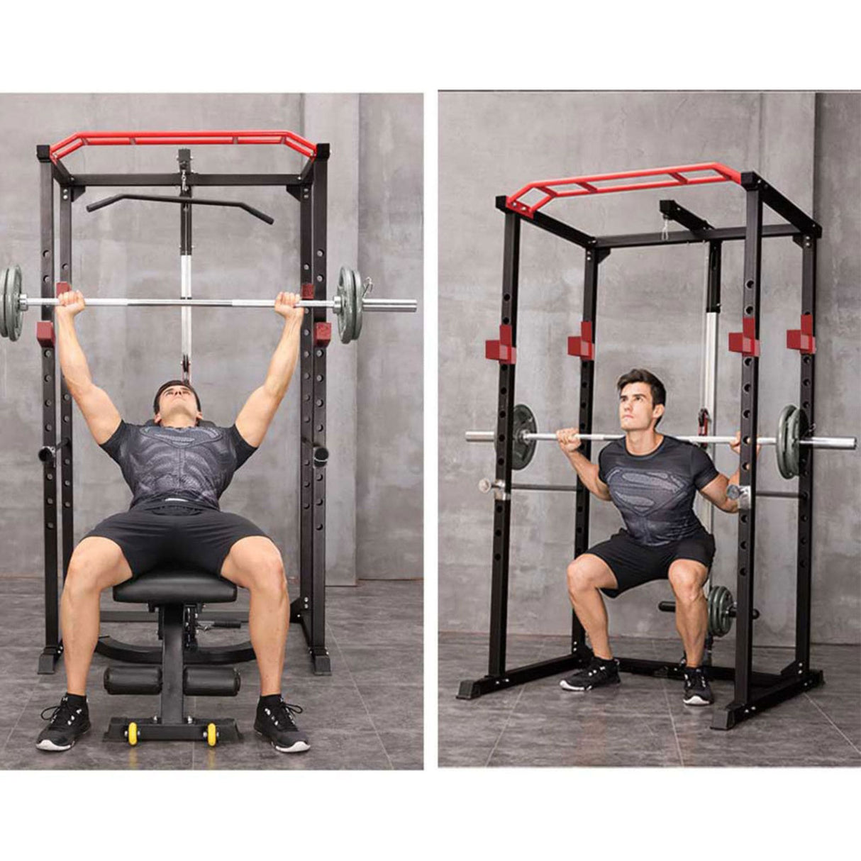 1000LBS Multi-Functional Barbell Rack Squat Power Cage With Weight Bench (SAK35822)