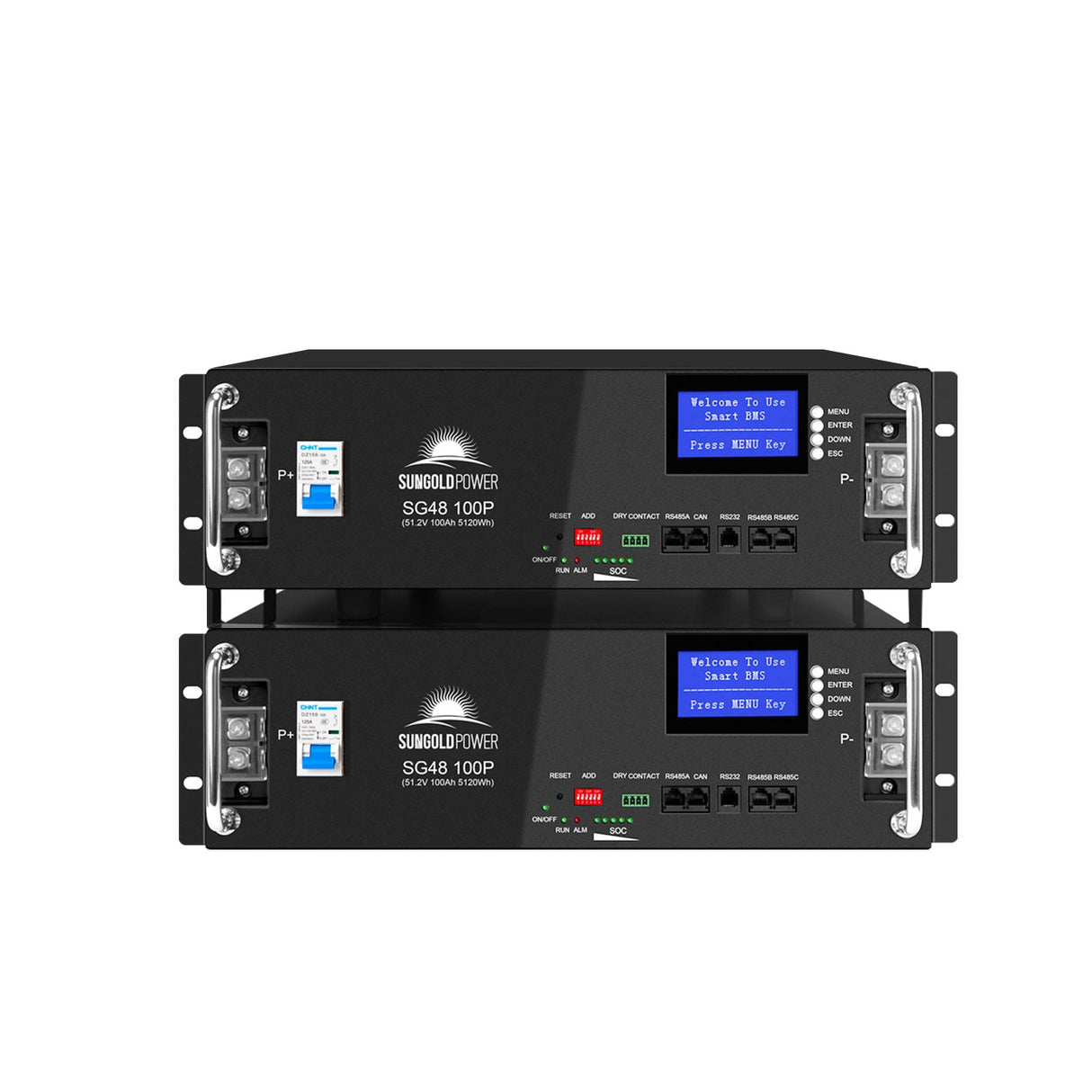2 X 48V 100AH Server Rack LiFePO4 Lithium Battery SG48100P UL1973 UL9540A