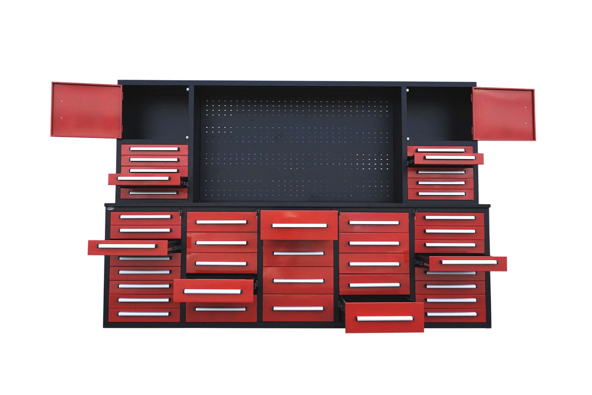 10ft Workbench Cabinet(40 Drawers,1 Pegboard & 2 Cabinets)