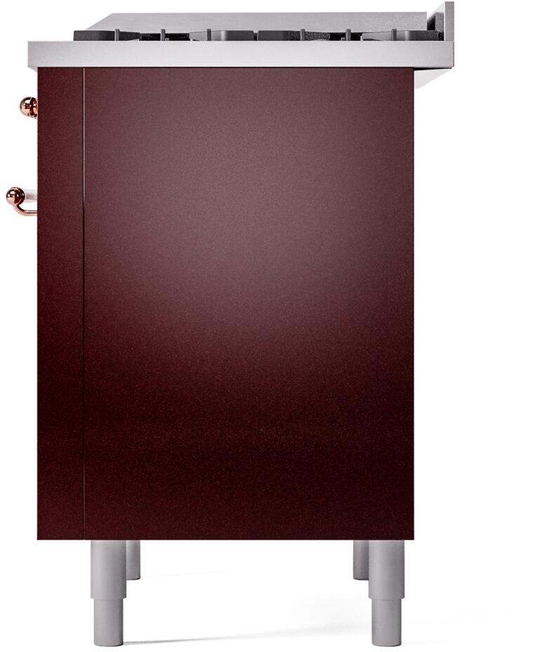 ILVE Nostalgie II 36-Inch Dual Fuel Freestanding Range in Burgundy with Copper Trim (UP36FNMPBUPLP)