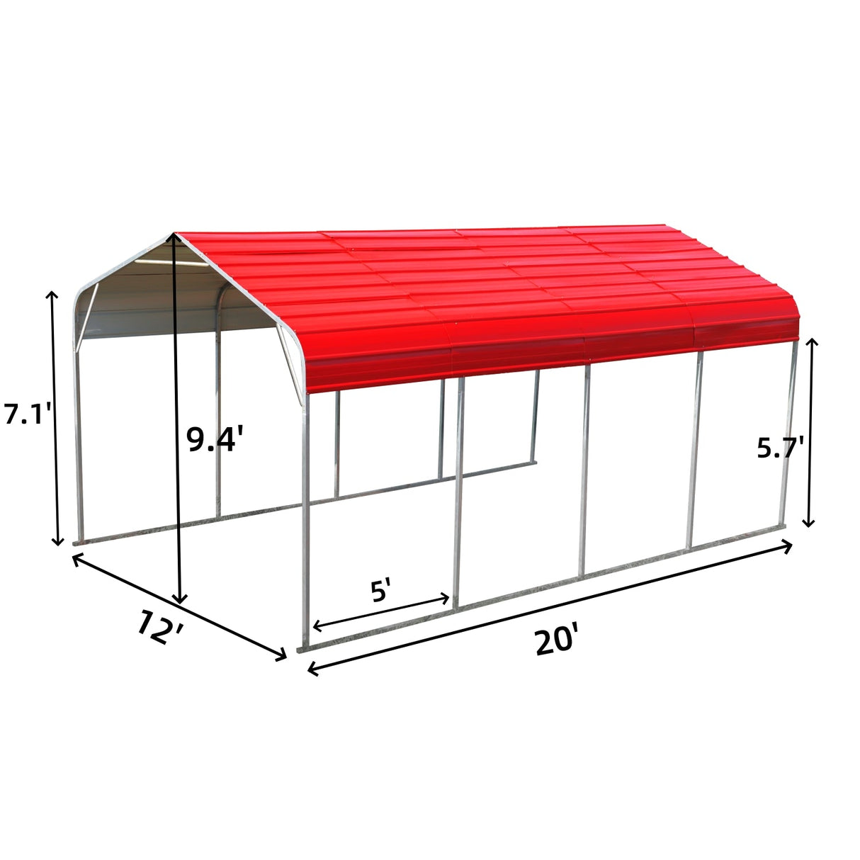 12x20 ft Outdoor Metal Carport