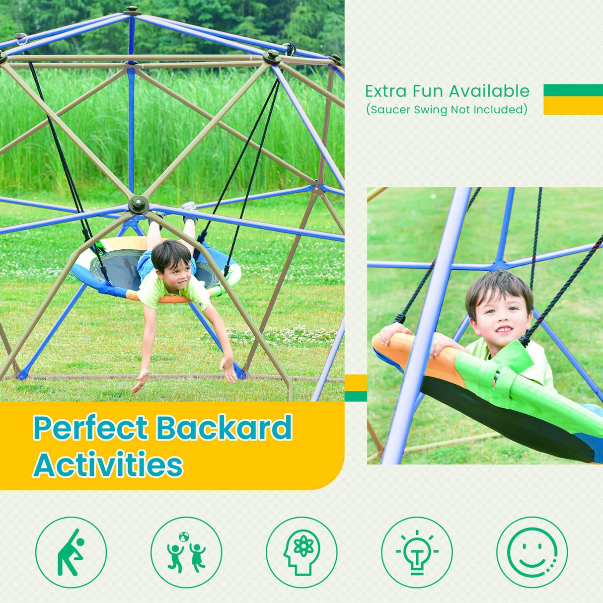 13FT Kids Climbing Jungle Gym Geometric Playground Dome Tower, 1000LBS (SAK83512)