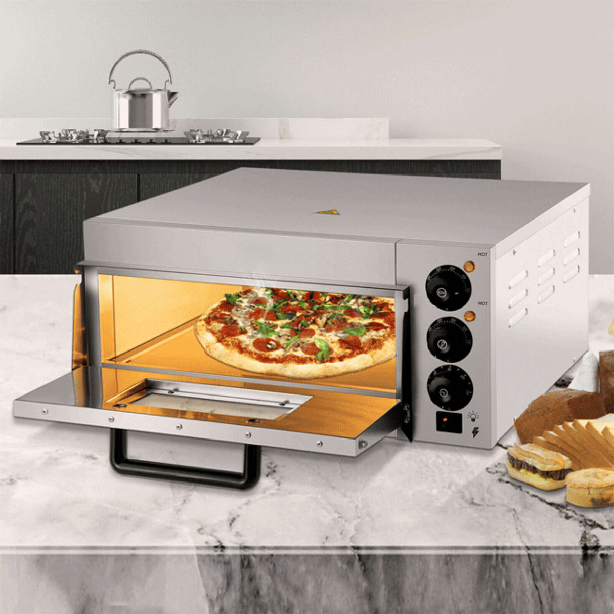 14-Inch Electric Single Deck Countertop Commercial Pizza Oven (SAK92582)