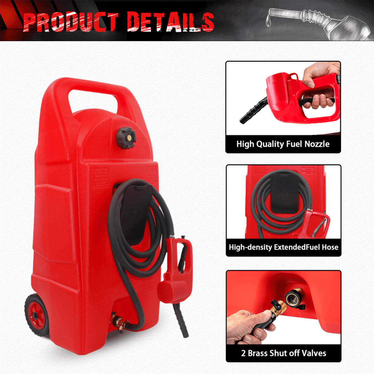 15 Gallon Gas Caddy With Wheels, Fuel Storage Tank