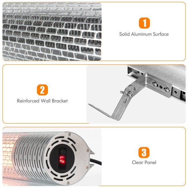 1500W Electric Indoor/Outdoor Waterproof Infrared Patio Heater W/ 2 Power Settings (91826957)