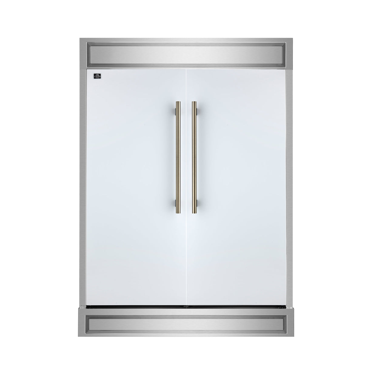 FORNO Maderno 60" 27.2 cu.ft. Convertible Refrigerator and Freezer with Modern Trim Kit in White with Antique Brass Handles, FFFFD1722-60MG-WHT