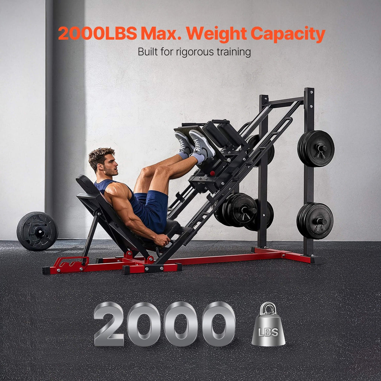 2000LBS Adjustable Leg Press And Hack Squat Machine For Home Gym Workouts (SAK53148)