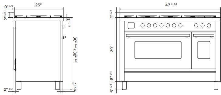 ILVE 48-Inch Professional Plus II Freestanding Natural Gas Dual Fuel Range with 8 Sealed Burner in Matte Graphite (UP48FWMPMG)
