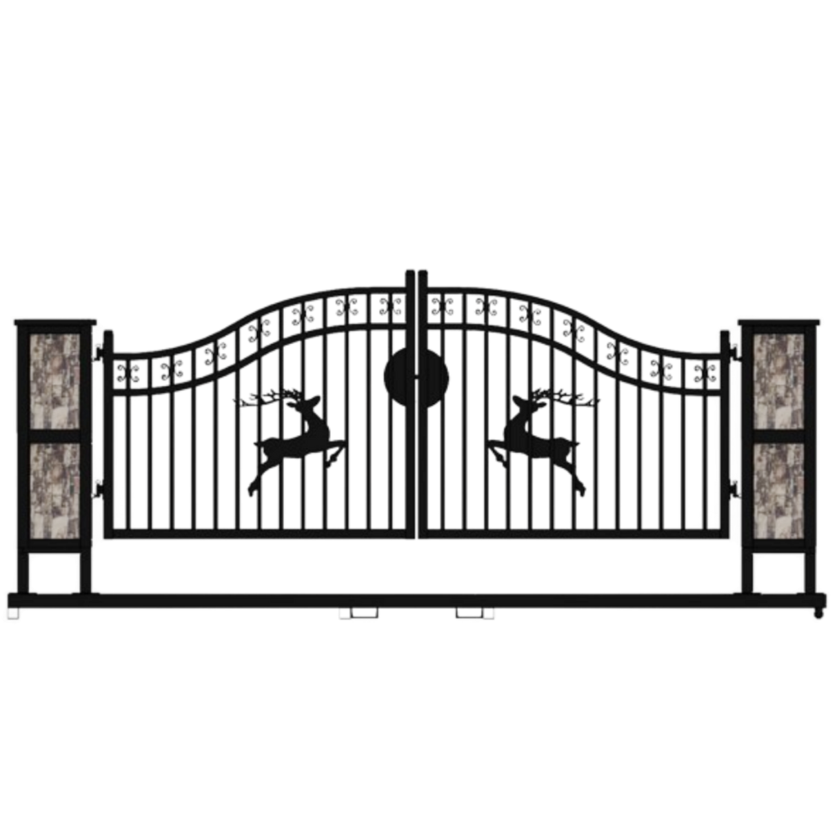 20ft Wrought Steel Garden Driveway Gate with Post