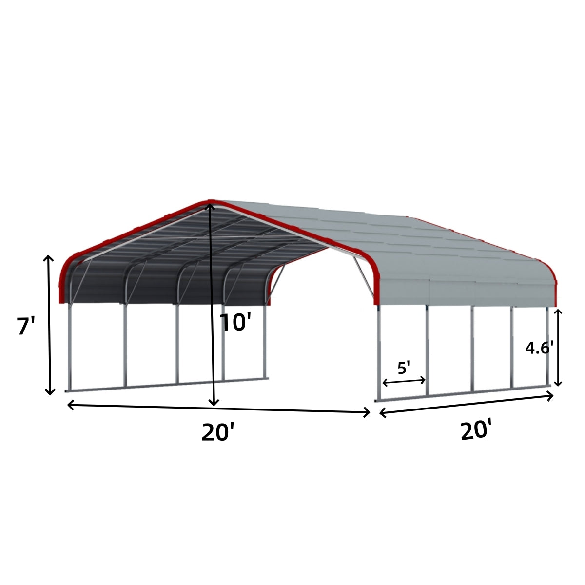 20x20 ft Heavy Duty Metal Garage Carport
