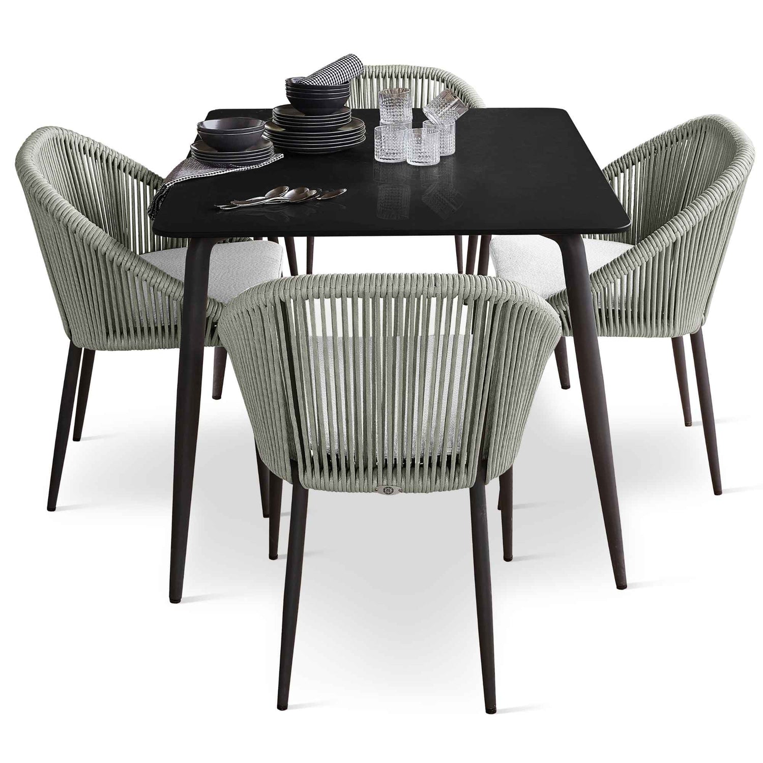 Rodona 5-Piece Square Dining Set with Sunbrella Cushions