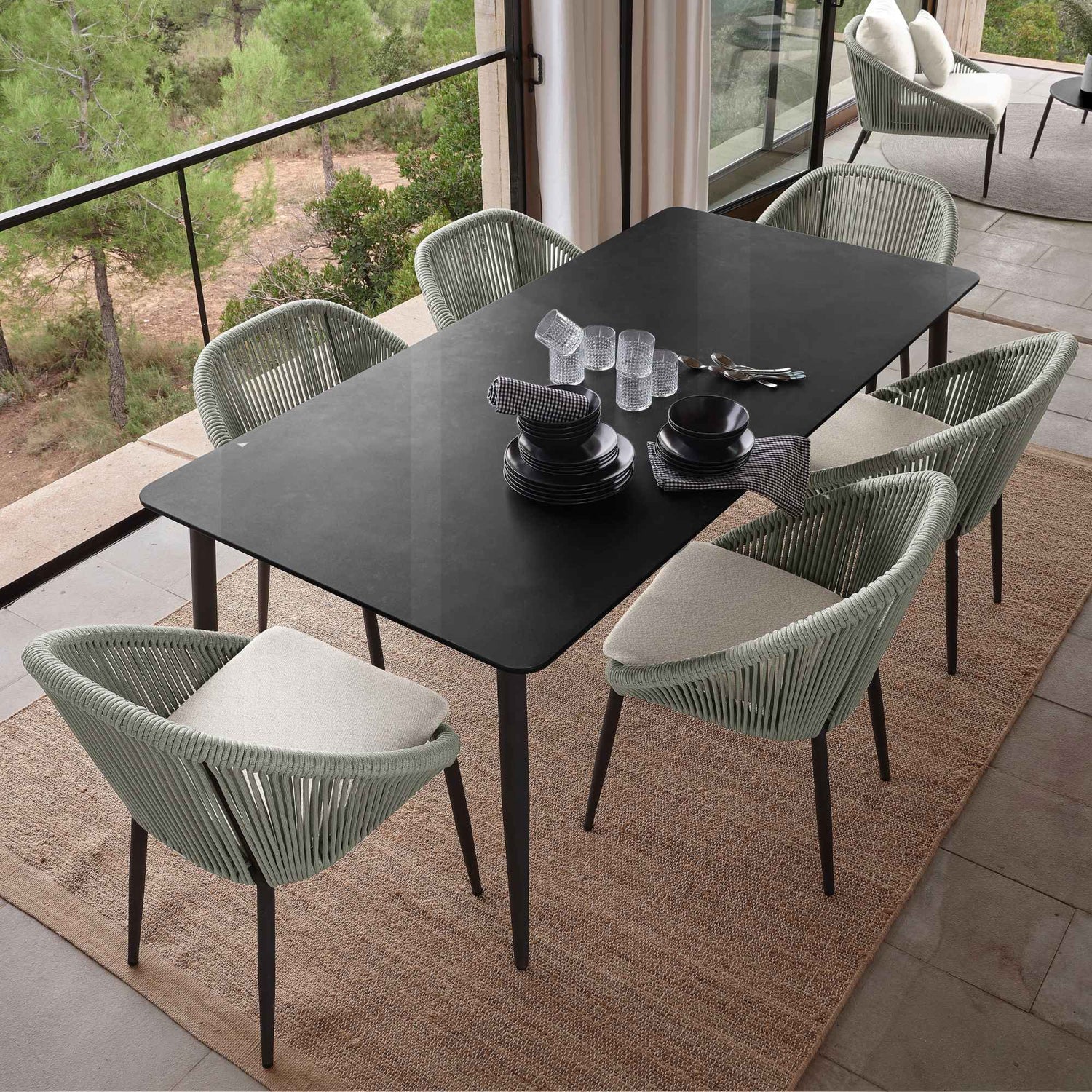 Rodona 7-Piece Rectangular Dining Set with Sunbrella Cushions