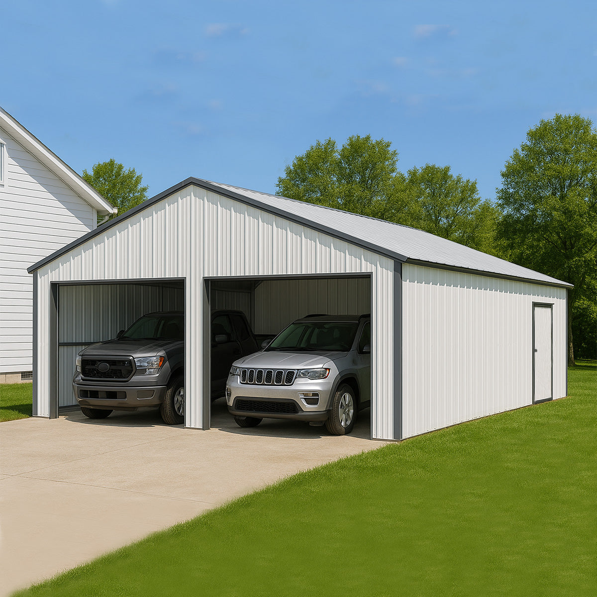 25' x 33' Double Garage Metal Shed with Side Entry Door