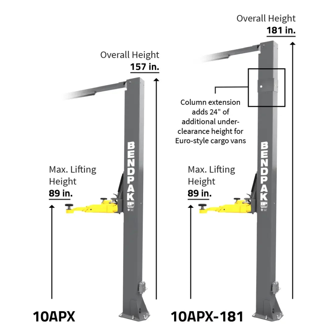 BendPak 10APX 10,000 lb 2 Post High Rise Lift