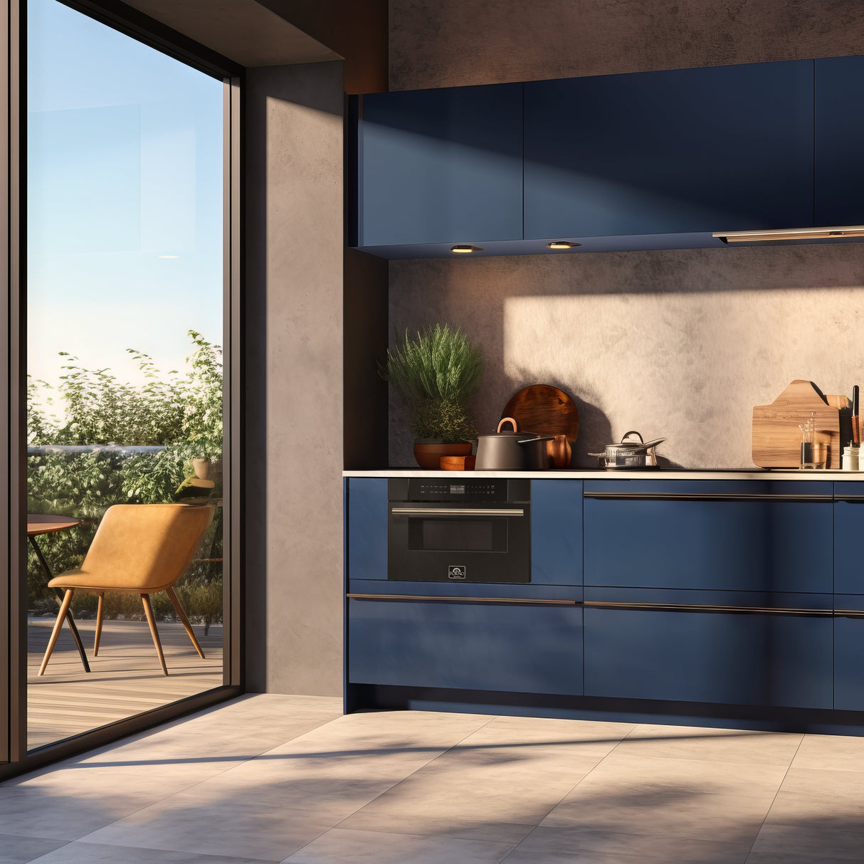 FORNO Espresso Capoliveri 30" 1.2 cu. ft. Built-In Microwave Drawer in Black with Silver Handles, FMWDR3000-30BLK