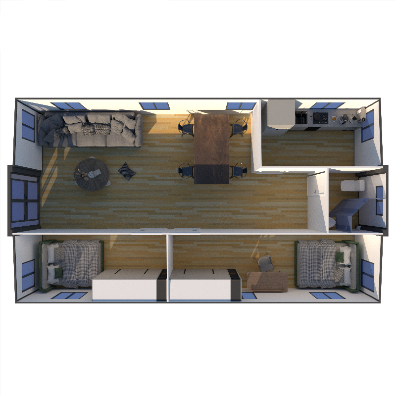 Expandora - 30' Expandable Container Home | 2 Bedroom, Full Bath, Kitchen, Living Room | 600 SF Tiny Home