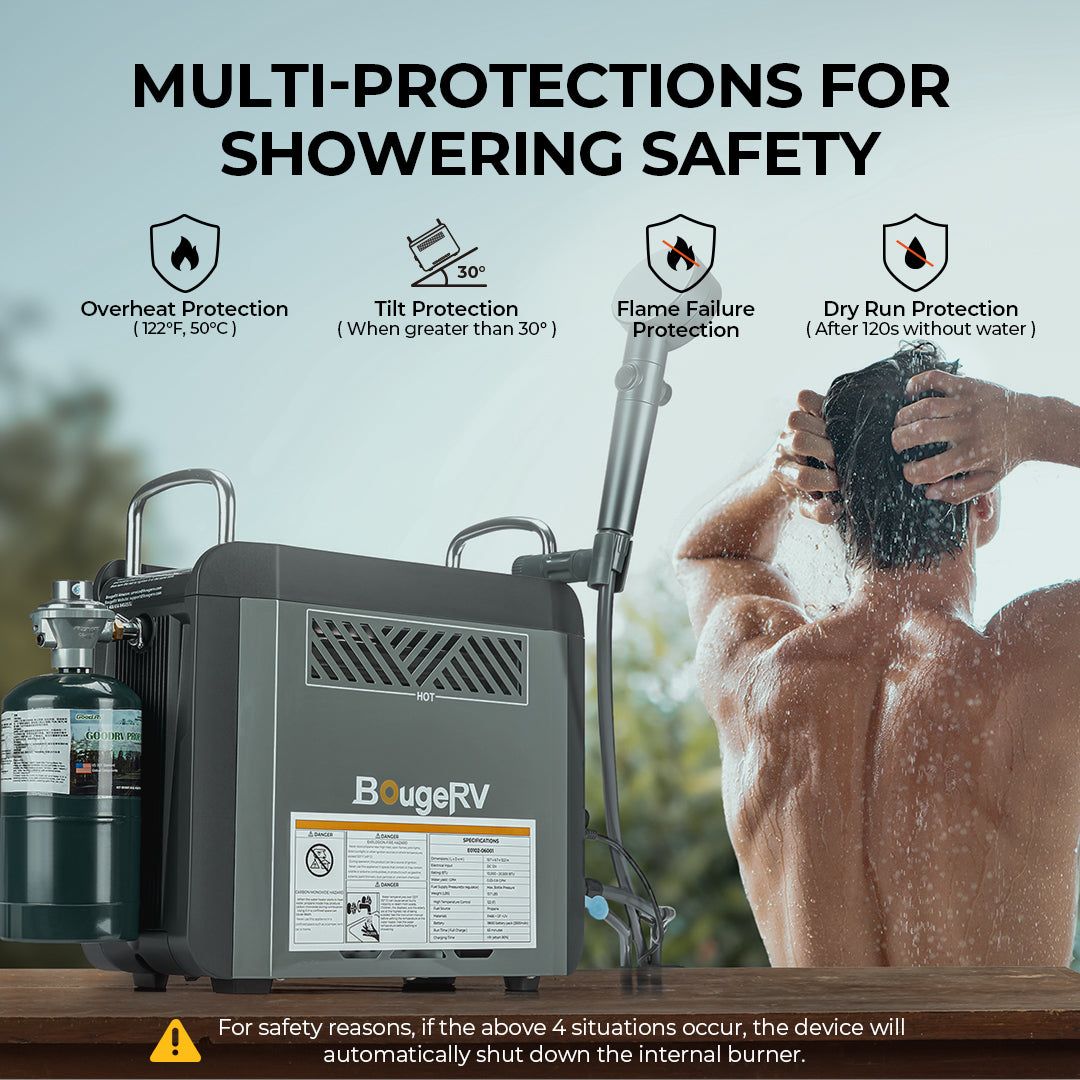 Bougerv portable propane outdoor camping water heater