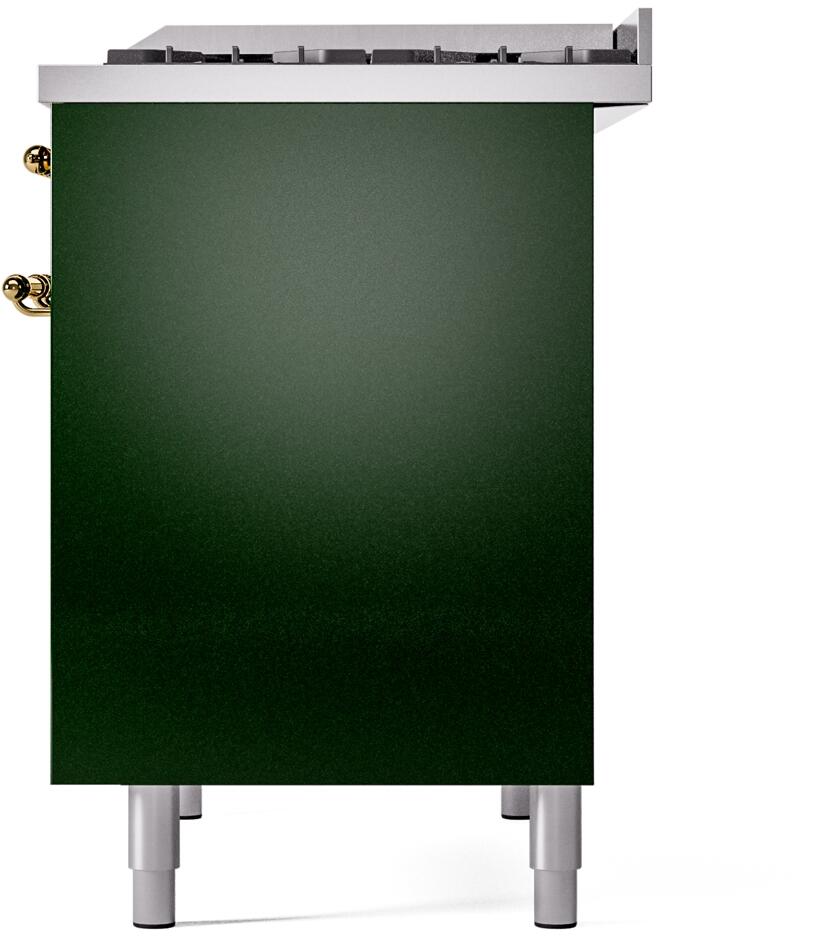 ILVE Nostalgie II 40-Inch Dual Fuel Freestanding Range in Emerald Green with Brass Trim (UPD40FNMPEGGLP)