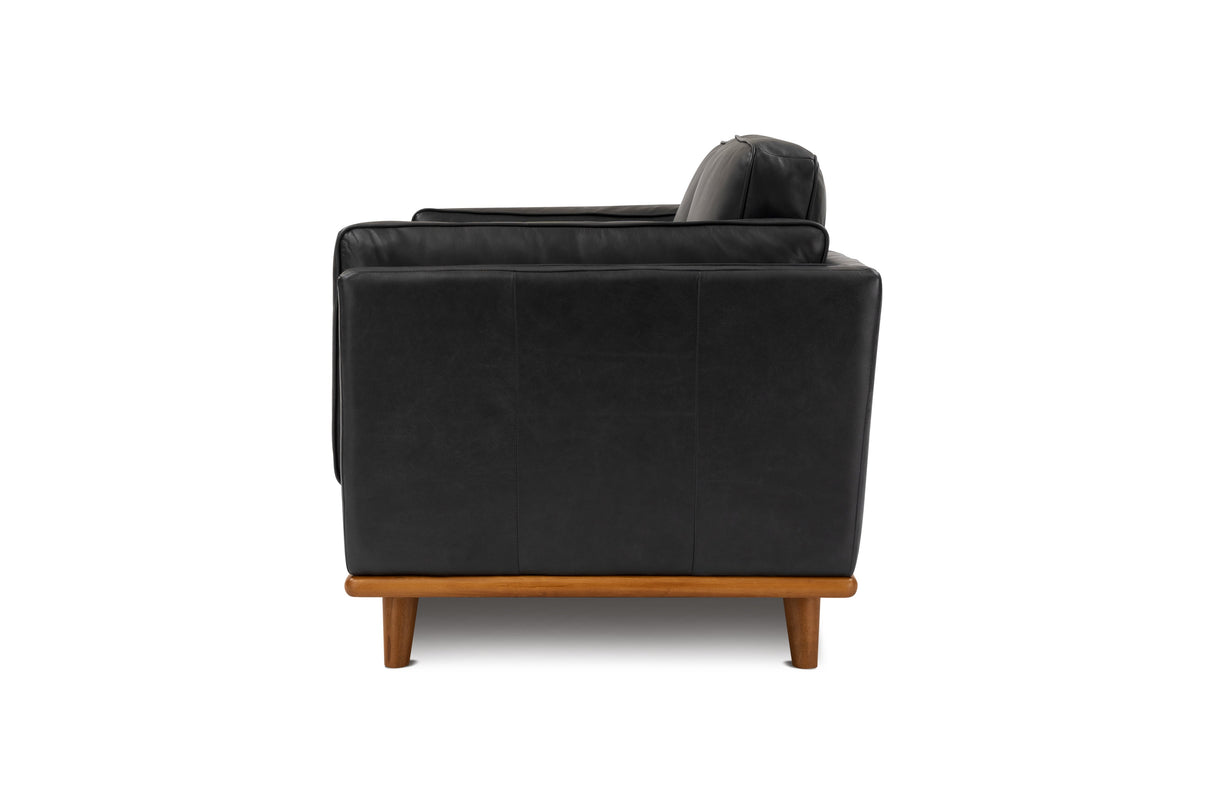 Valencia Artisan Top Grain Leather Loveseat Sofa, Black