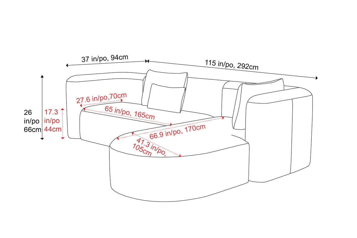 Jordyn Velvet Fabric Sectional Sofa