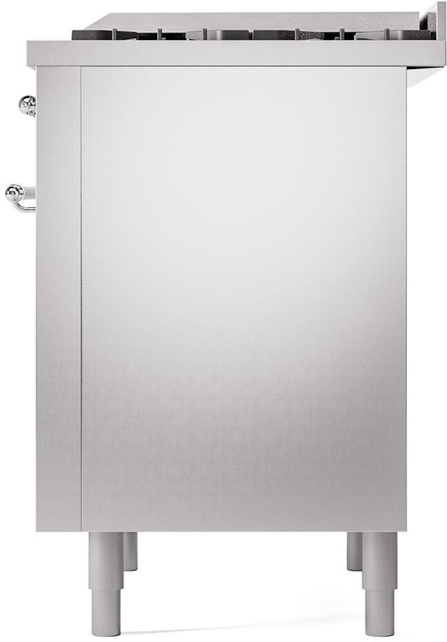 ILVE Nostalgie II 36-Inch Freestanding Natural Gas Dual Fuel Range in Stainless Steel with Chrome Trim (UP36FNMPSSC)