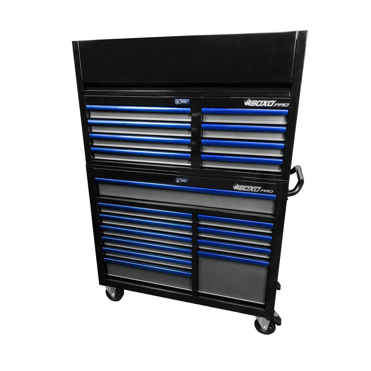 Pro Series | Loaded 45" 19-Drawer Rolling Tool Box | Black and Blue