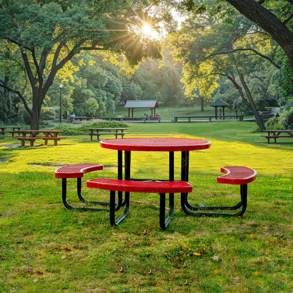 46" Round Picnic Table With Umbrella Hole