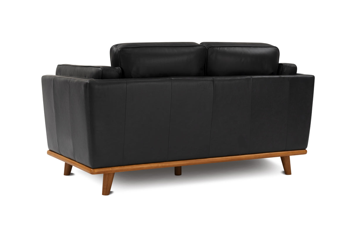 Valencia Artisan Top Grain Leather Loveseat Sofa, Black