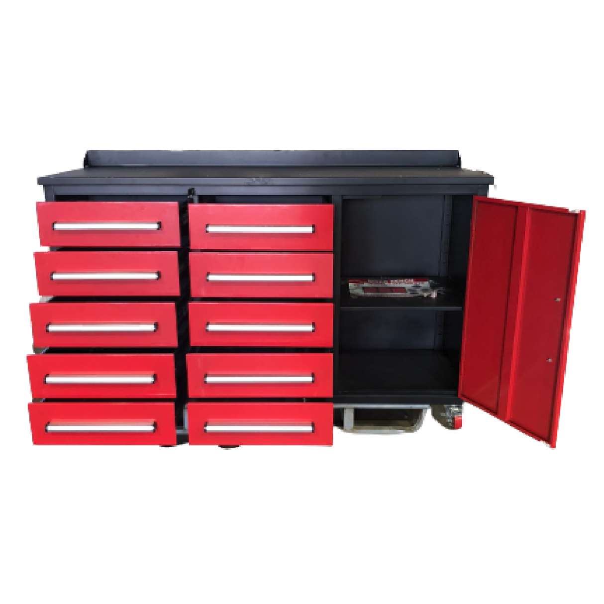 5.5ft Heavy Duty Mobile Workbench with Cabinet & 10 Drawers
