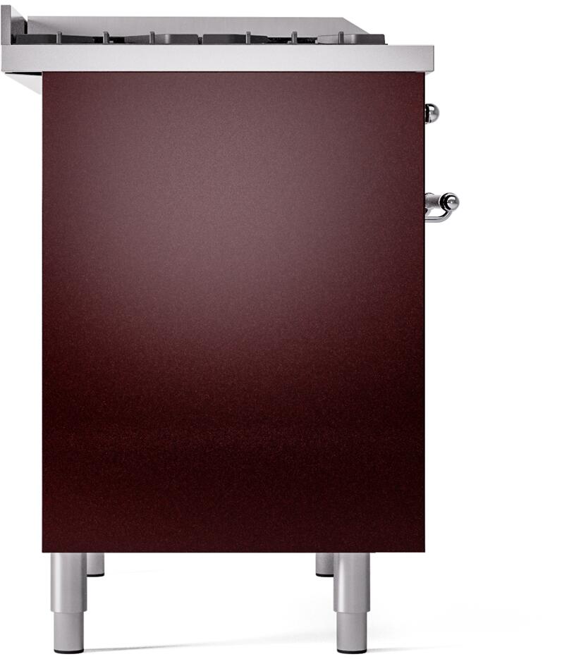 ILVE Nostalgie II 40-Inch Dual Fuel Freestanding Range in Burgundy with Chrome Trim (UPD40FNMPBUCLP)