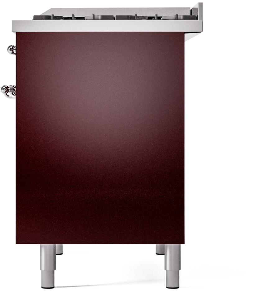 ILVE Nostalgie II 40-Inch Dual Fuel Freestanding Range in Burgundy with Chrome Trim (UPD40FNMPBUCLP)