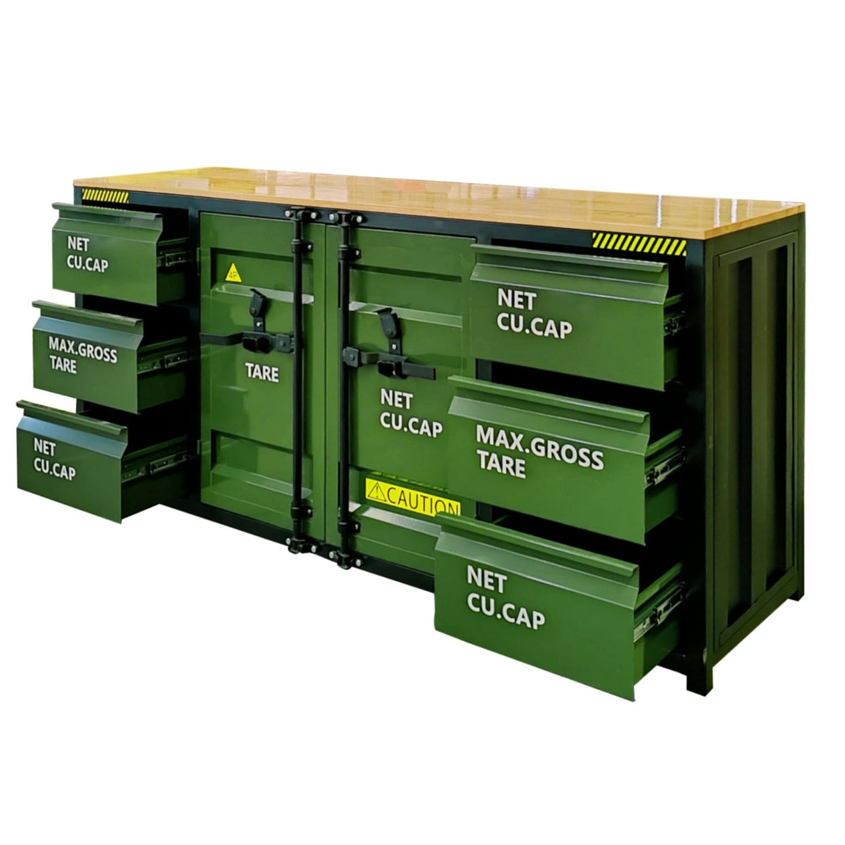 6.5ft Workbench Cabinet with 6 Drawers and 2 Cabinets