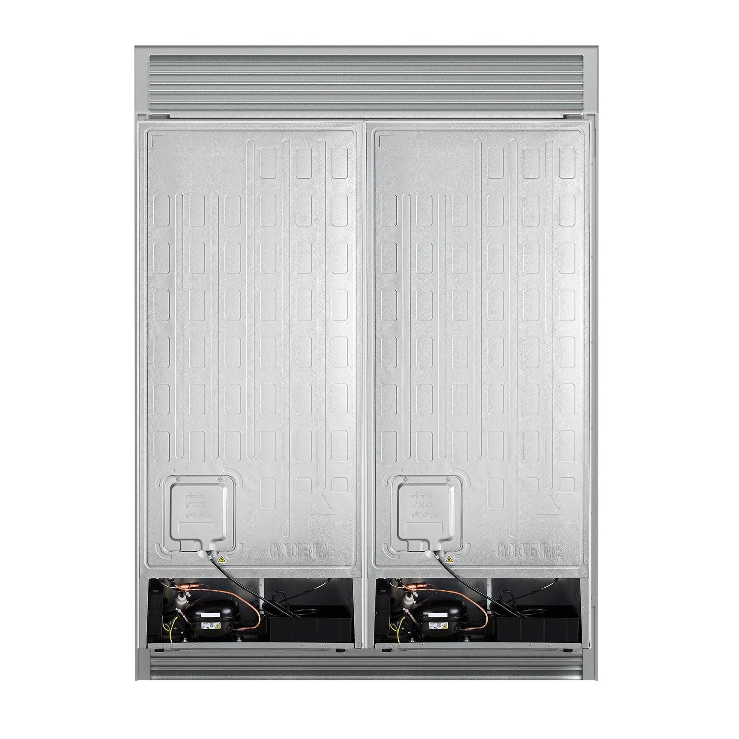 FORNO Maderno 60" 27.2 cu.ft. Convertible Refrigerator and Freezer with Grill Trim Kit in White with Antique Brass Handles, FFFFD1722-60SG-WHT