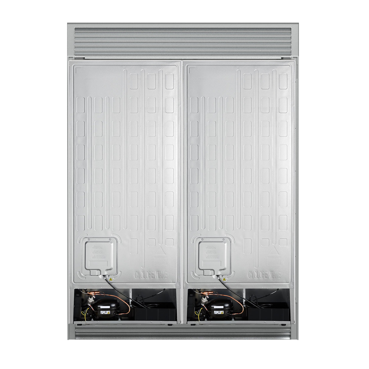 FORNO Maderno 60" 27.2 cu.ft. Convertible Refrigerator and Freezer with Grill Trim Kit in White with Antique Brass Handles, FFFFD1722-60SG-WHT