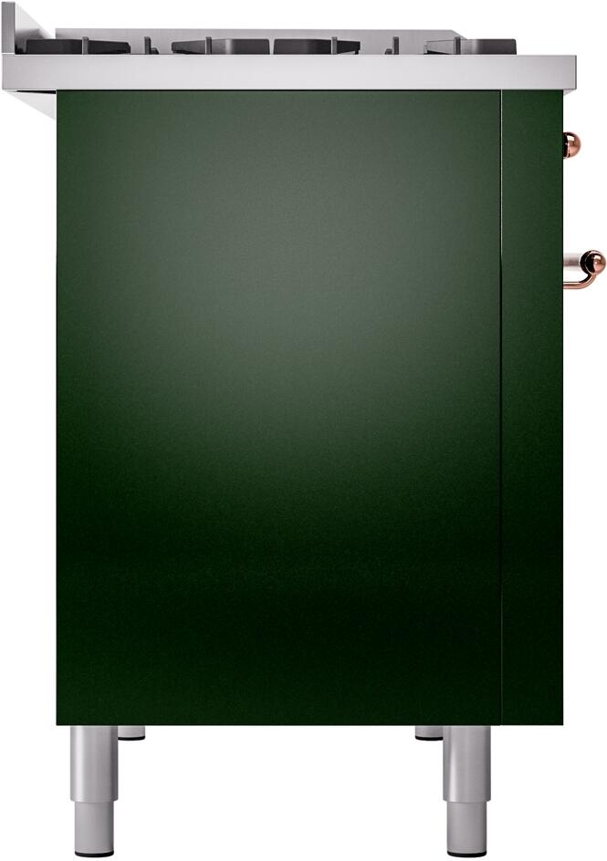 ILVE Nostalgie II 48-Inch Dual Fuel Freestanding Range in Emerald Green with Copper Trim (UP48FNMPEGPLP)