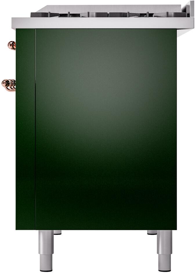 ILVE Nostalgie II 48-Inch Dual Fuel Freestanding Range in Emerald Green with Copper Trim (UP48FNMPEGPLP)