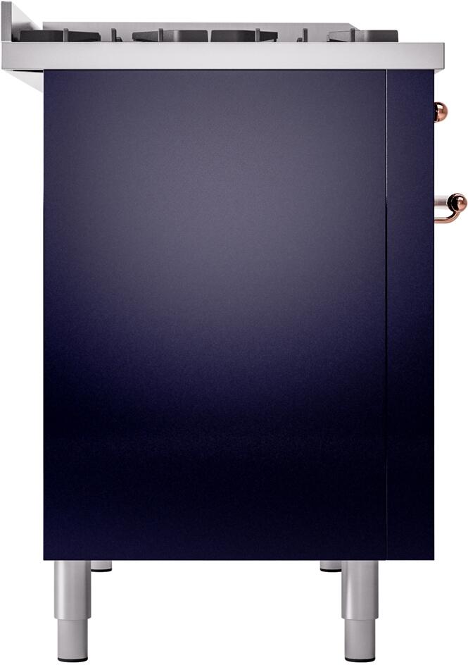 ILVE Nostalgie II 48-Inch Dual Fuel Freestanding Range in Midnight Blue with Copper Trim (UP48FNMPMBPLP)