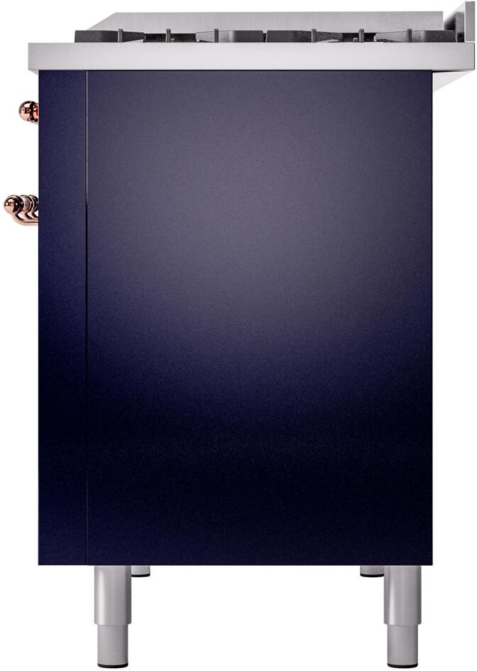 ILVE Nostalgie II 48-Inch Dual Fuel Freestanding Range in Midnight Blue with Copper Trim (UP48FNMPMBPLP)