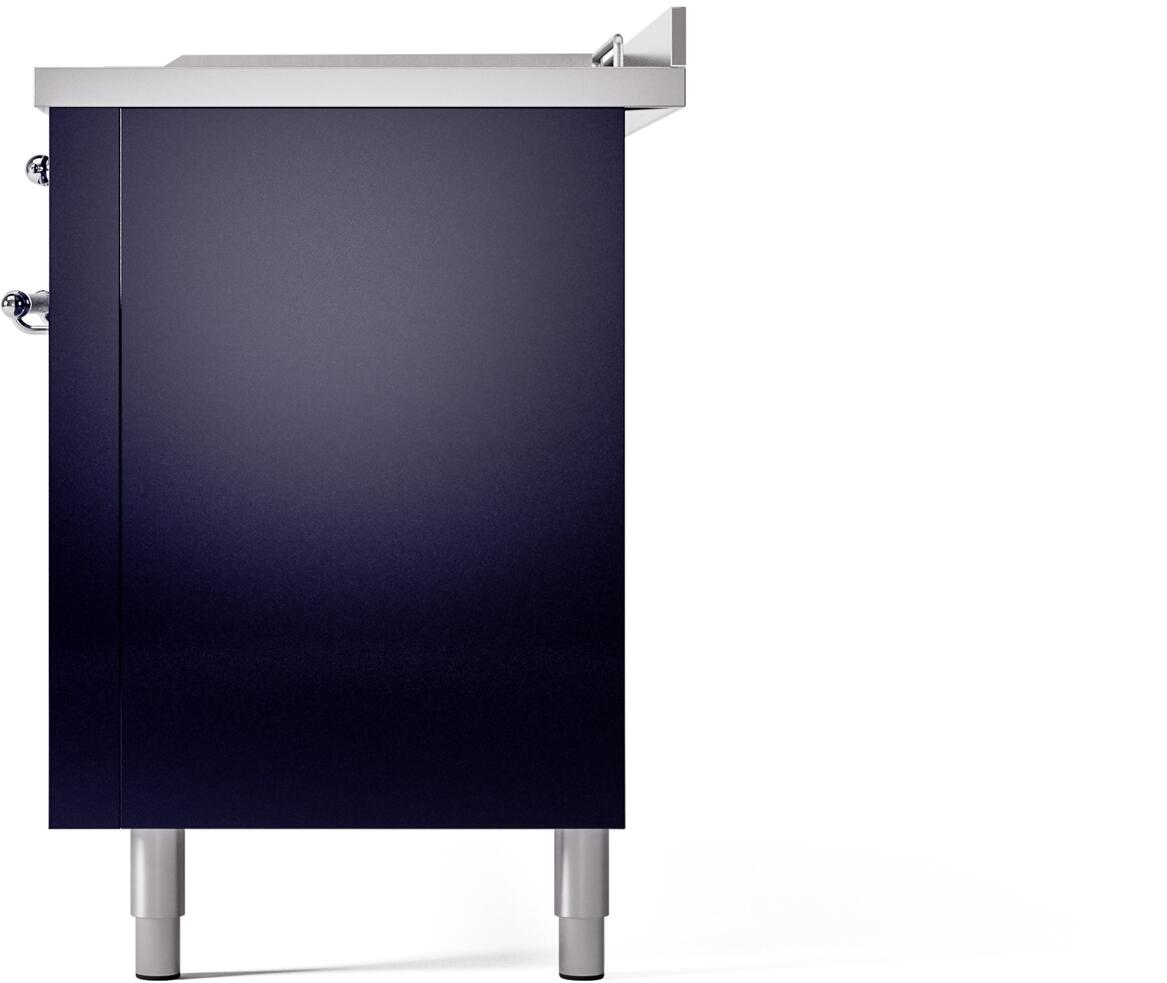 ILVE Nostalgie II 60-Inch Propane Gas Dual Fuel Range with 7 Burners, Griddle, & French Top with Triple Glass Door Oven in Midnight Blue with Chrome Trim (UP60FSNMPMBCLP)