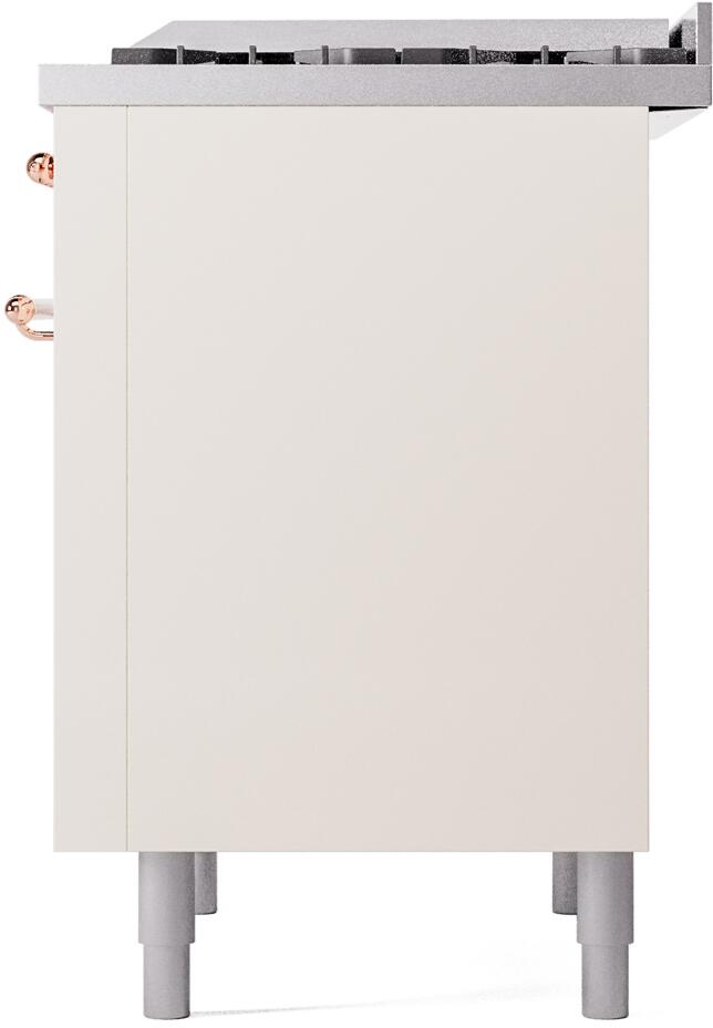 ILVE Nostalgie II 36-Inch Freestanding Natural Gas Dual Fuel Range in Antique White with Copper Trim (UP36FNMPAWP)