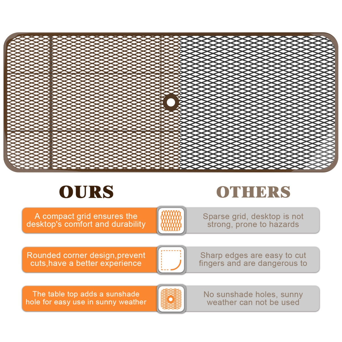 6ft Rectangle Picnic Table With Umbrella Hole